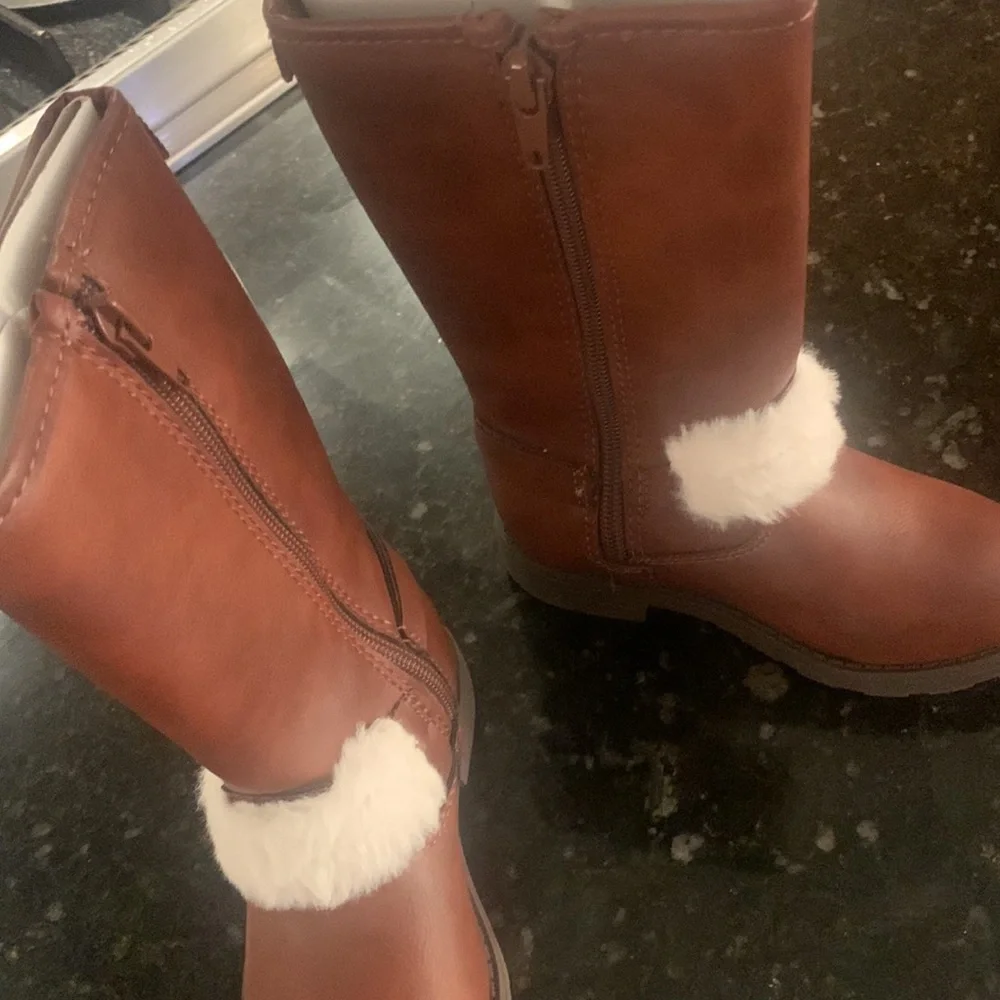 Carter's Brown Girls' Faux Fur Trim Boots